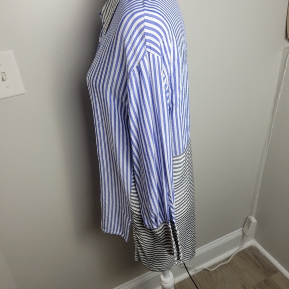 Sen Striped Button Up Oversized Hi-Lo Small - Picture 9 of 11